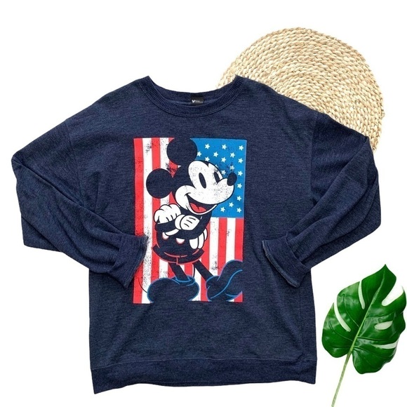 Disney Mickey Mouse American Flag Sweatshirt Size Medium - Picture 3 of 16